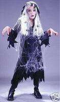 Spiderweb Ghost Girl Costume 12 14 w/ wig, spider, web  