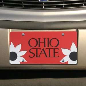  Ohio State Buckeyes Scarlet Mirrored Flower Power License 
