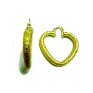  Heart Gold plated Hoop Earring, 4.2 Centimeters Jewelry
