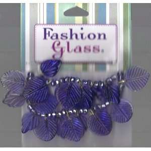  20 pc Blue Leaves w/ Loops Beads   Fashion Glass by Cousin 
