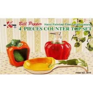  Ceramic Bell Pepper 4 Piece Counter top set Everything 