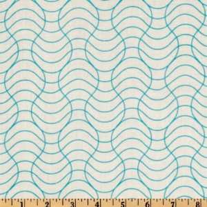  44 Wide I Heart Wavey Lines Blue Fabric By The Yard 