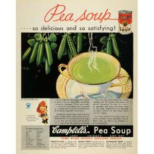 1934 Ad Campbells Pea Soup Can Souper Kid Varieties   Original Print 