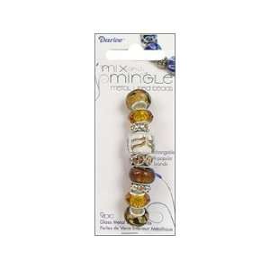  , Darice Mix and Mingle Glass Lined Metal Beads, Tan and 
