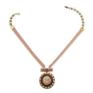  Embellished with Roses Cameo Locket Medallion Surrounded by Faux 