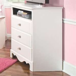 Standard Furniture 50256 Spring Rose Chest TV Stand, White 