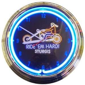  Motorcycle Ride Em Hard Sturgis Neon Clock