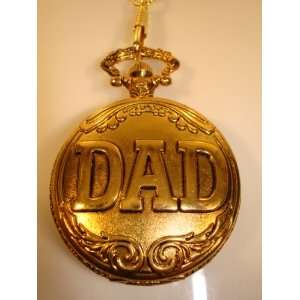  DAD Pocket Watch with Chain (Gold Letters on Top of Gold 