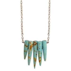 Zad Spiky Faux Blue Turquoise Fashion Necklace with Turquoise Spike 