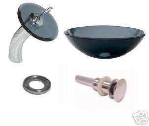 New Bathroom Glass Vessel Sink Basin Bowl Vanity Faucet  
