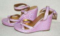 WOMENS COACH CATHLEEN PINK WEDGE SIGNATURE SANDALS SHOES Sz 5 1/2 M