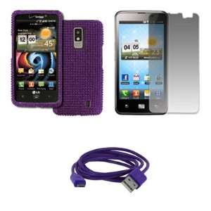 EMPIRE LG Spectrum VS920 Full Diamond Bling Design Case Cover (Purple 