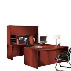   Series Bow Front U Shaped Desk and Hutch w/ Wood Doors