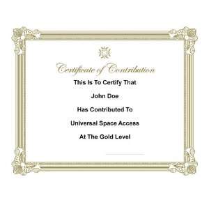  Gold Space Supporter Certificate 