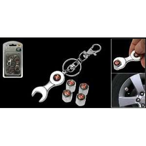 Amico Keychain Ring w. Wrench Pendant 4 pcs Tire Air Valves Stems Caps