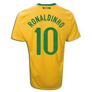  Brazil Ronaldinho #10 Home Soccer Jersey Size Large 