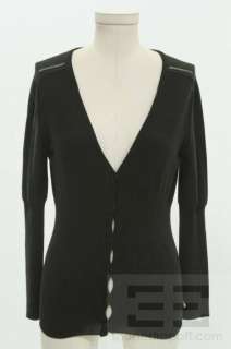Sonia Rykiel Black Rib Knit V Neck Cardigan Size 40  
