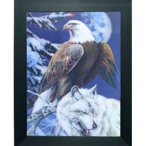  Eagle and White Wolf Framed 3D Picture (2 pack)