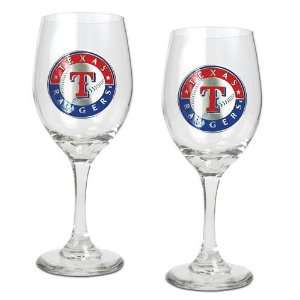  Texas Rangers MLB 2pc Wine Glass Set   Primary Logo 