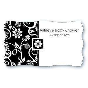  Modern Floral Black & White   Set of 8 Name Tag Stickers 
