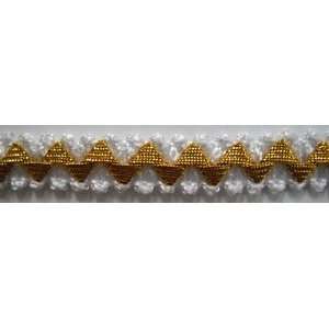  White And Metallic Gold Flat Trim .5 Inch BTY Arts 
