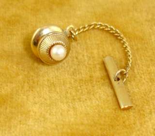 Vintage Pearl goldtone tie tack  