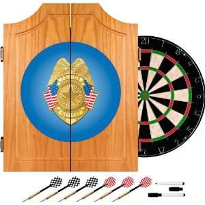  Police Officer Wood Dart Cabinet Set   Game Room Products 