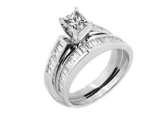WOMENS DIAMOND ENGAGEMENT RING WEDDING BAND BRIDAL SET PRINCESS CUT 