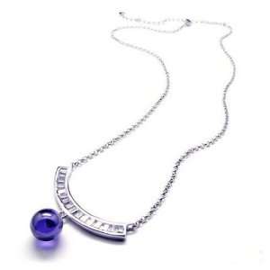   Beautiful Purple Zirconium Diamond Necklace Sterling Silver Lanyard