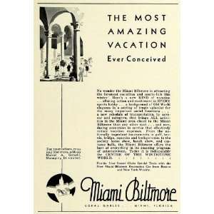  1933 Ad Miami Biltmore Hotel Coral Gables Florida Marcel A 