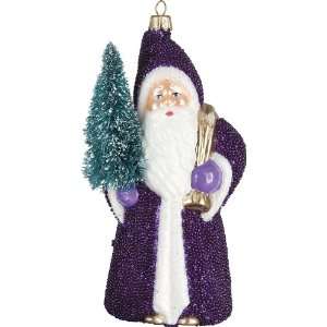  Ino Schaller Blown Glass Polish Purple Beaded Santa 