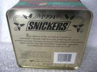 1994 Norman Rockwell Santa Christmas Snickers Candy Tin  
