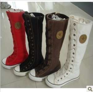 Women shoes CANVAS SNEAKER LACE UP KNEE HIGH BOOT  111  
