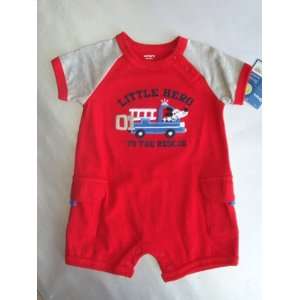   Everyday Easy 1 piece S/S Cotton Knit Romper Red/Gray (6 Months) Baby