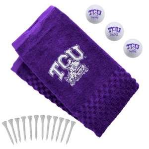 Texas Christian Horned Frogs (TCU) Embroidered Golf Towel, Golf Balls 