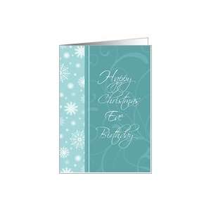 Christmas Eve Happy Birthday Card   Turquoise Snowflakes Card