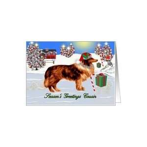  Seasons Greetings ~ Cousin ~ Christmas Scene / Collie in 