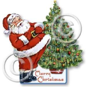    Item 12261 Santa and Christmas Tree Cut Out Plaque