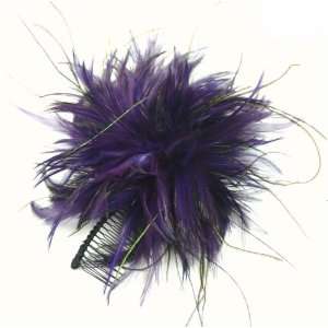 Fashion Elegant Bendable Coiled Feather Plume Fascinator Comb   PURPLE