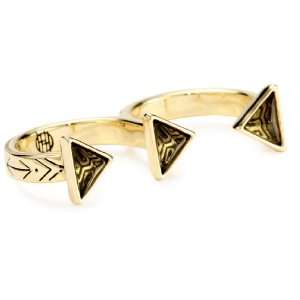  House of Harlow 1960 Pyramid Double Finger Ring, Size 8 Jewelry