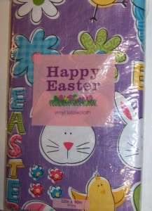 Easter/Spring Vinyl Tablecloth Bunny Eggs Flowers 6 Styles 4 Sizes U 
