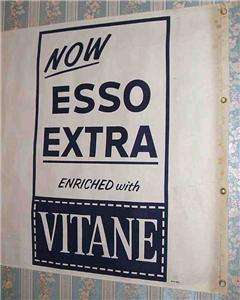 60s ESSO EXTRA GAS BANNER SIGN ENRICHED With VITANE  