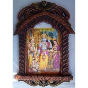  Lord Hanuman taking blessing from Ram poster in Wood Craft 