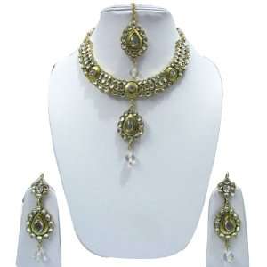   Gemstone Indian Necklace Dangle Earring Set Women Jewelry Jewelry