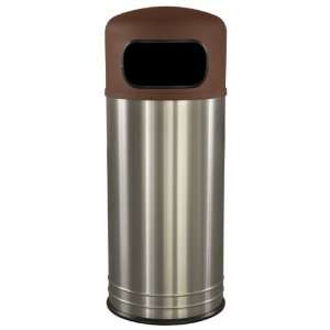  Stainless Steel Domed Trash Receptacle with Open Door 