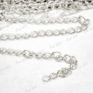 4m Silver Plated Unfinished Iron Curb Chain Findings 0.8×3×4mm CH112 