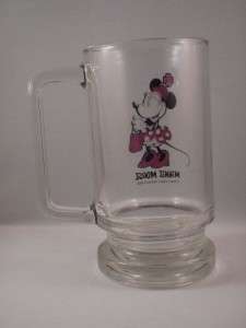 Vintage Clear Beverage Glass Minnie Mouse Mug Cup Walt Disney Mickey 