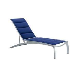   Padded Sling Aluminum Side Patio Chaise Lounge Smooth Parchment Finish