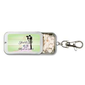 Baby Keepsake Lime Kissing Bride and Groom Design Personalized Key 