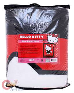 Hello Kitty Plush Throw Blanket Micro Sherpa  Red 58x78  